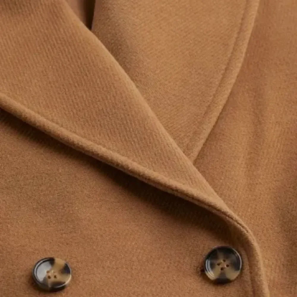 H&M Coat Double-Breasted Dark Beige New